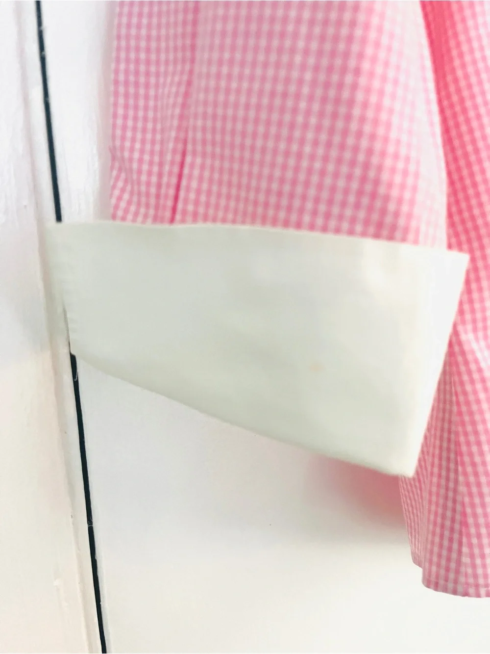 BROOKS BROTHERS Non-Iron Pink White Gingham 3/4 Sleeve Shirt 2